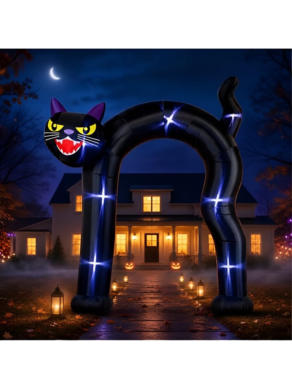 10 ft Tall Halloween Inflatable Black Cat Archway Outdoor Decor